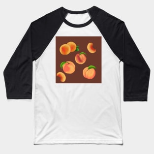 Peaches Pattern Brown Baseball T-Shirt